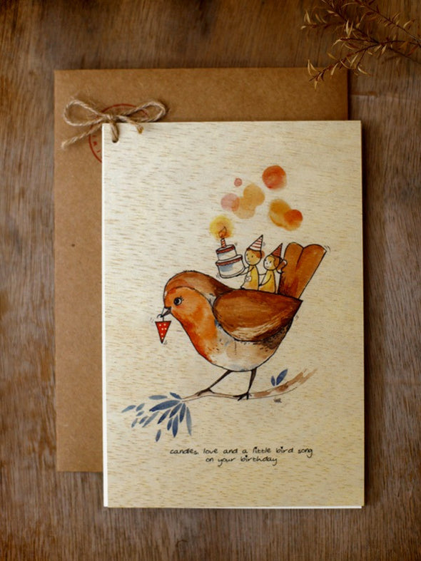 Wishing Card - Print on Wood - Candles love (B'day) - Unposted Letters Store - 3