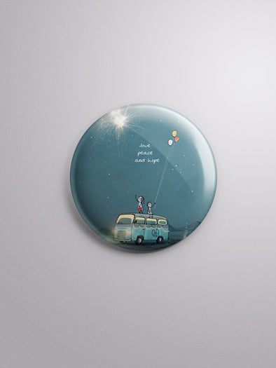 Illustrated Badge - 'Love peace and hope'